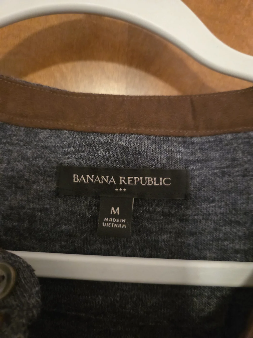 Banana Republic Men’s Charcoal Crewneck Henley Sweater